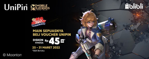 Promo Diskon hingga Rp 45.000 Voucher UniPin di Big Pay Day Maret Blibli